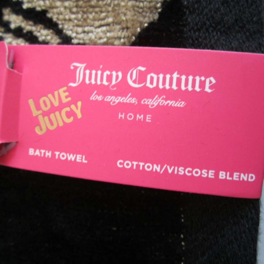 Juicy Couture Crown Bow Heart Black Bath & Hand Towel Set - Picture 7 of 9